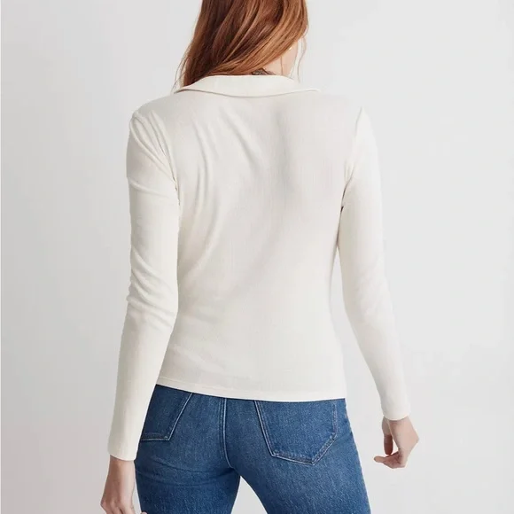 NWT Madewell ribbed collar cardigan in ivory. Size XS - Picture 2 of 4